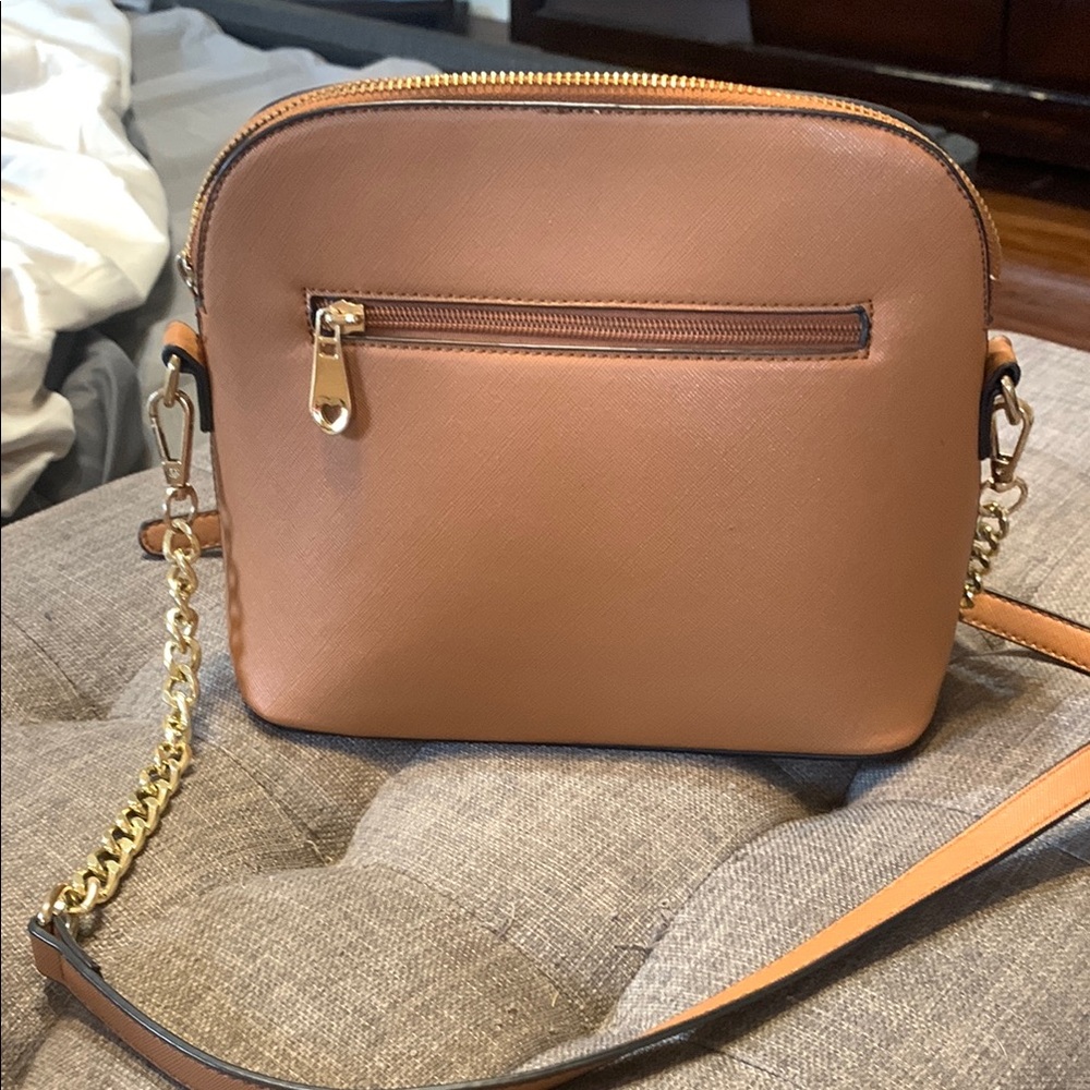 Elegant Tan Faux Leather Crossbody Bag